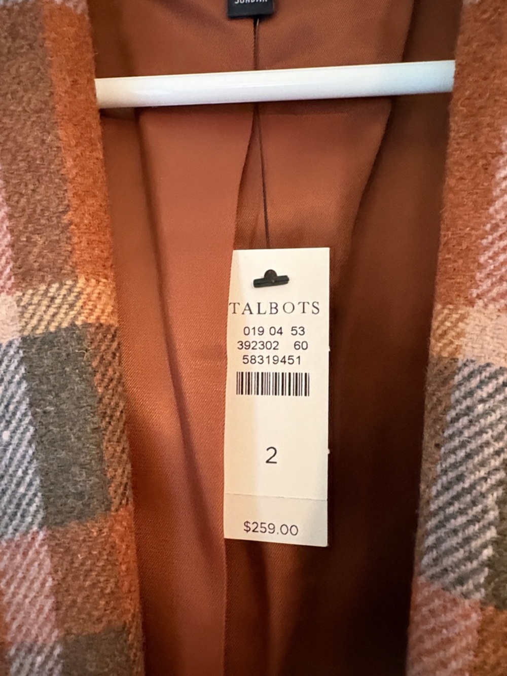 TALBOTS Orange and Olive Plaid Blazer - Picture 3 of 6